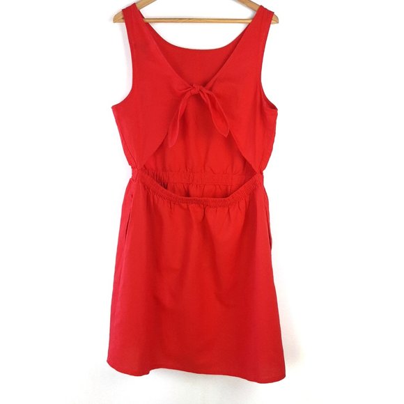 Gap Linen Blend Red Dress w/Cutout Back - Picture 2 of 12